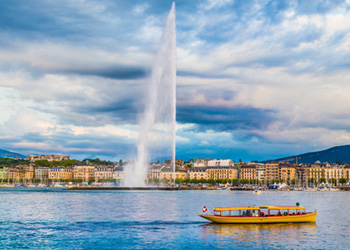 Photo du Lac Léman et sa fontaine et Genève