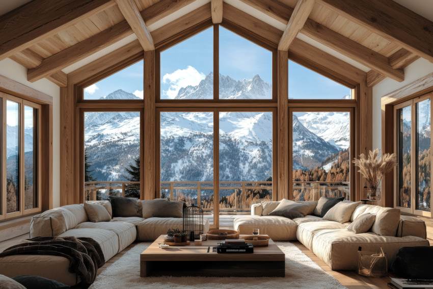 Salon de chalet luxueux